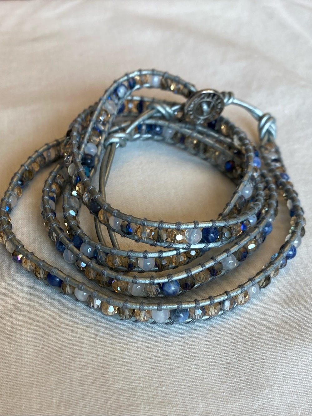 NWOT | Victoria Emerson 5-Layer Wrap Blue & Silver Beaded Bracelet - RETIRED!